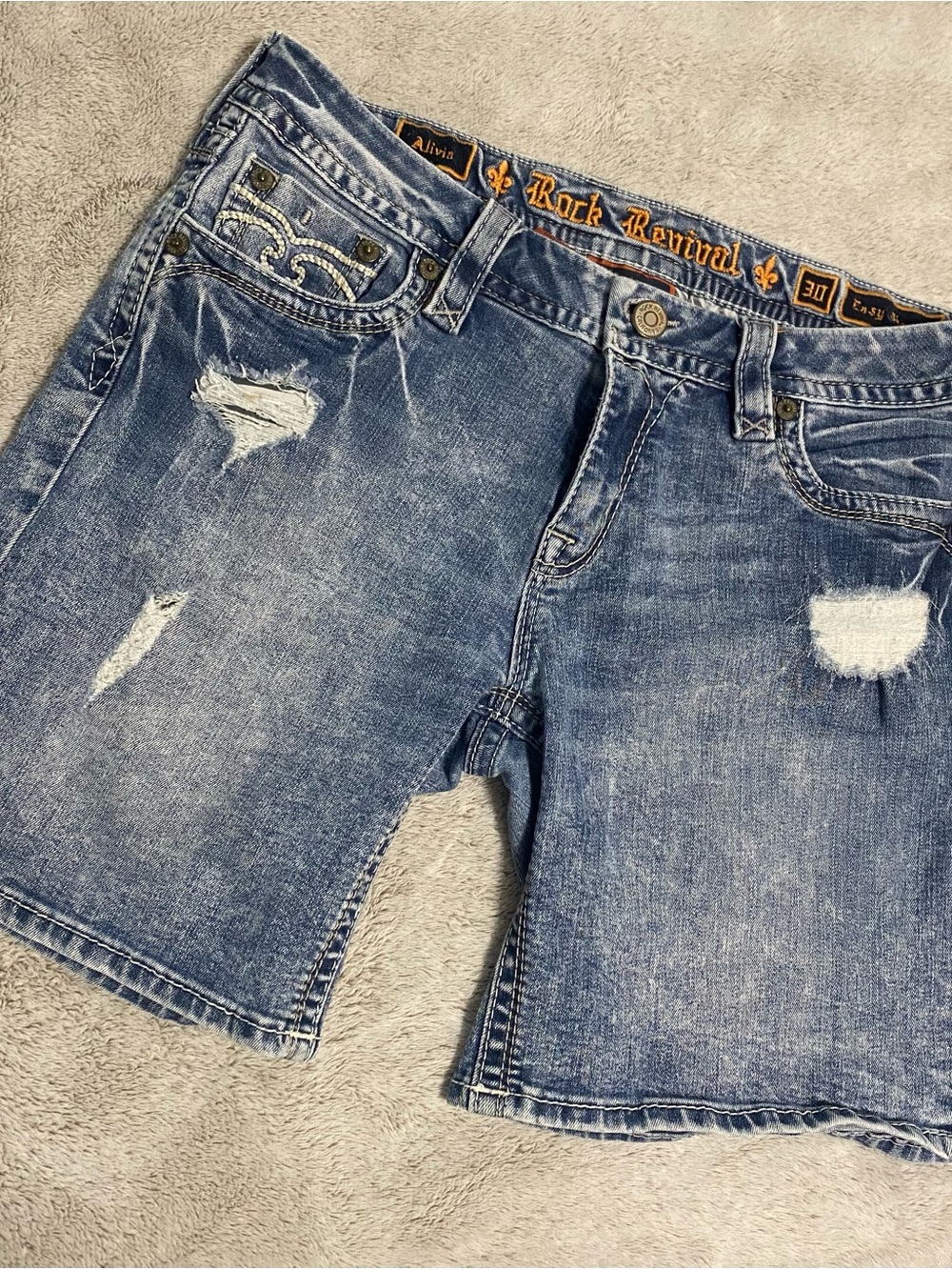 Rock Revival Distressed Light Blue Women's Jean Shorts